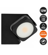 Aplique de Pared LED Orientable  12W Cuadrado 3CCT  IP65 Chip OSRAM