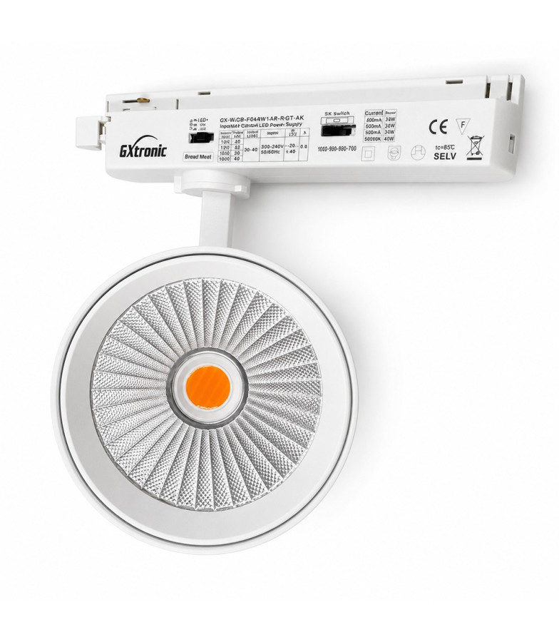 Foco LED Carril Monofásico Especial Panadería y Carnicería 40W-28W CRI92 Bridgelux No Flicker Blanco