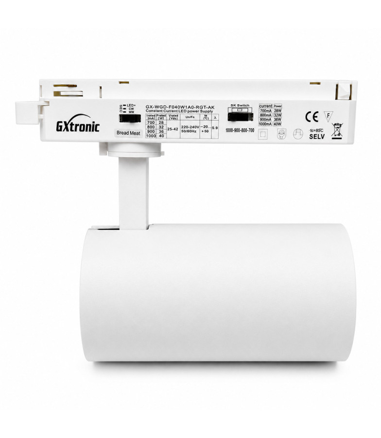 Foco LED Carril Monofásico Especial Panadería y Carnicería 40W-28W CRI92 Bridgelux No Flicker Blanco