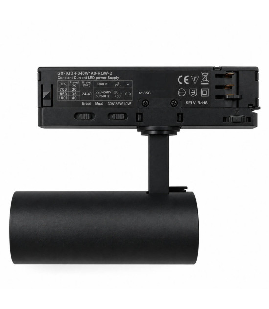 Foco LED Carril Trifásico Especial Panadería o Carnicería 40W-30W CRI+92 Bridgelux No Flicker Negro