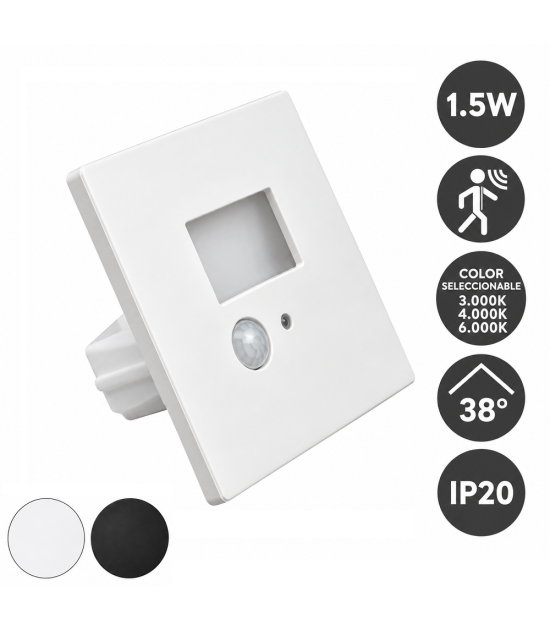 Baliza Empotrable LED 1,5W 3CCT Interconectables y con sensor PIR