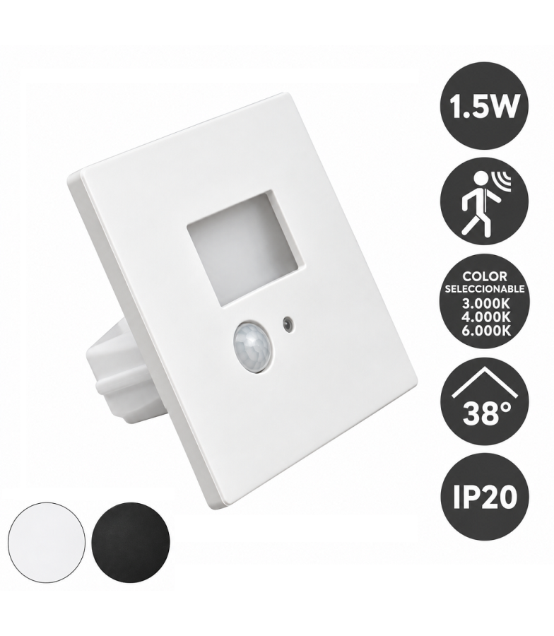 Baliza Empotrable LED 1,5W 3CCT Interconectables y con sensor PIR