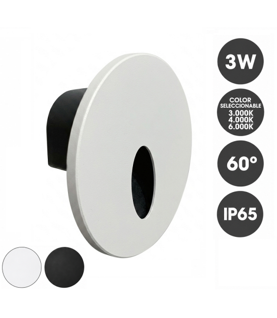 Baliza Empotrable LED 3W 3CCT IP65 60° Circular para Interior y Exterior