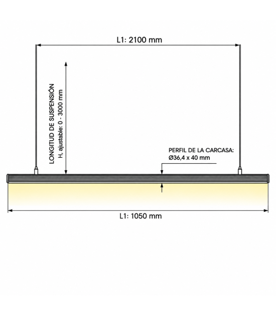 Perfil de Aluminio LED Colgante para Tiras LED 1m o 2m Negro