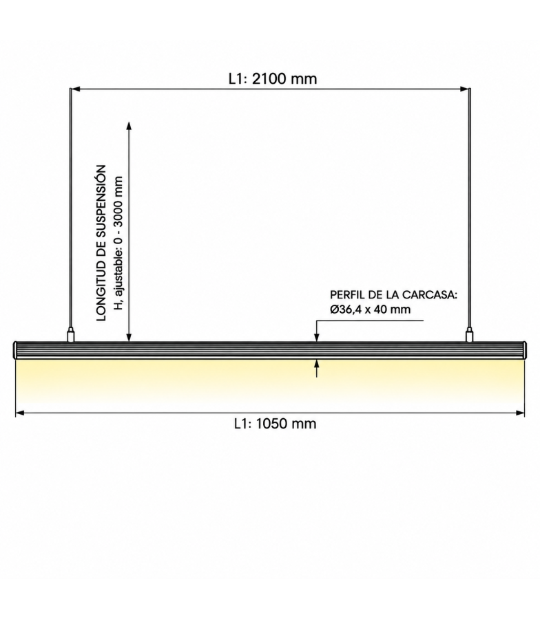 Perfil de Aluminio LED Colgante para Tiras LED 1m o 2m Negro