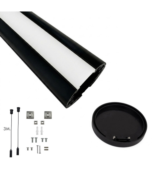 Perfil de Aluminio LED Colgante para Tiras LED 1m o 2m Negro