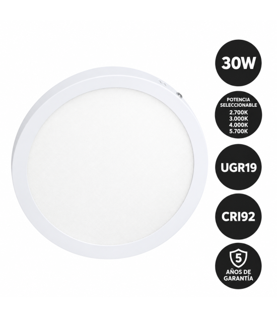Plafón LED Superficie Circular 30W 4CCT UGR19 CRI92