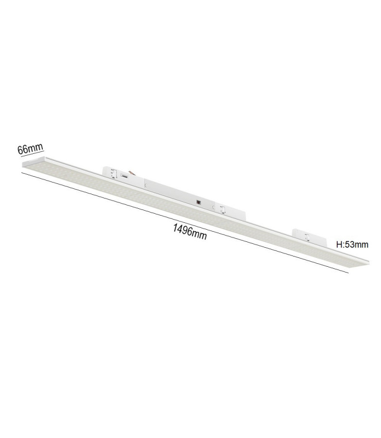 Lineal Led para Carril Trifásico 150cm 51W a 66W Color Seleccionable UGR19 90º
