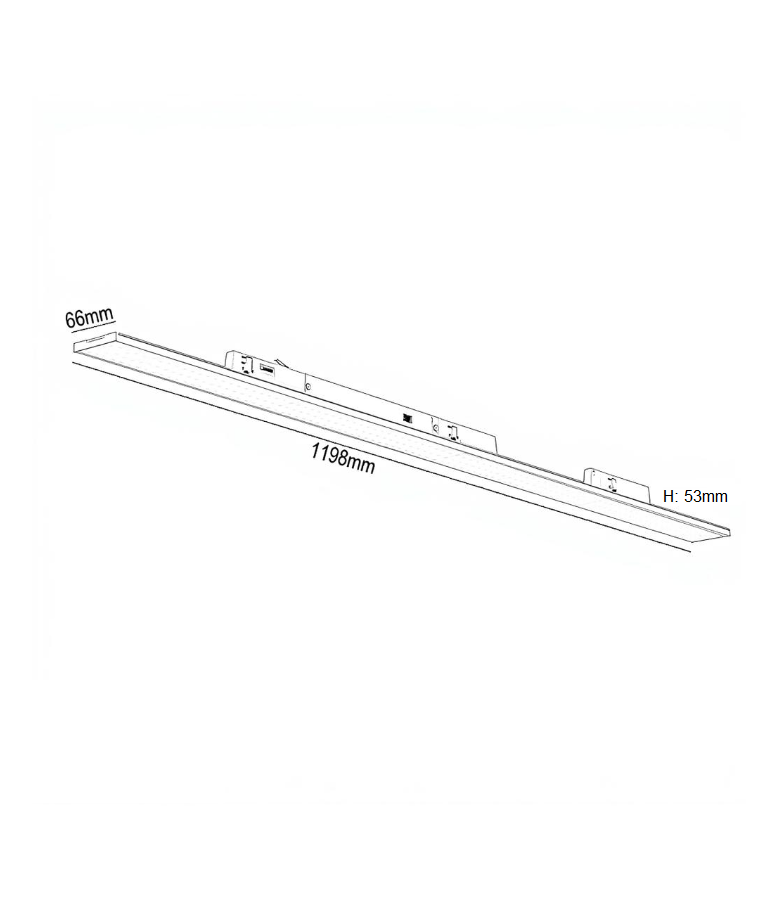 Lineal Led para Carril Trifásico 120cm 40W a 55W Color Seleccionable UGR19 90°