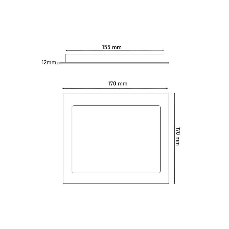 Placa LED Slim cuadrada 12W