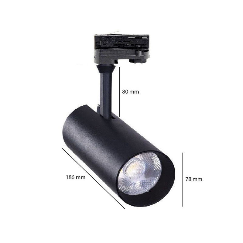 Foco LED 30W Negro TRIFASICO Dimmable DOB Driverless 24º- 5 Años de garantía