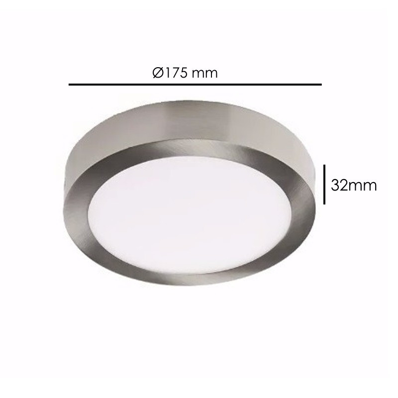 Plafon LED 12W Acero circular IP40 - Iluminacion LED Profesional