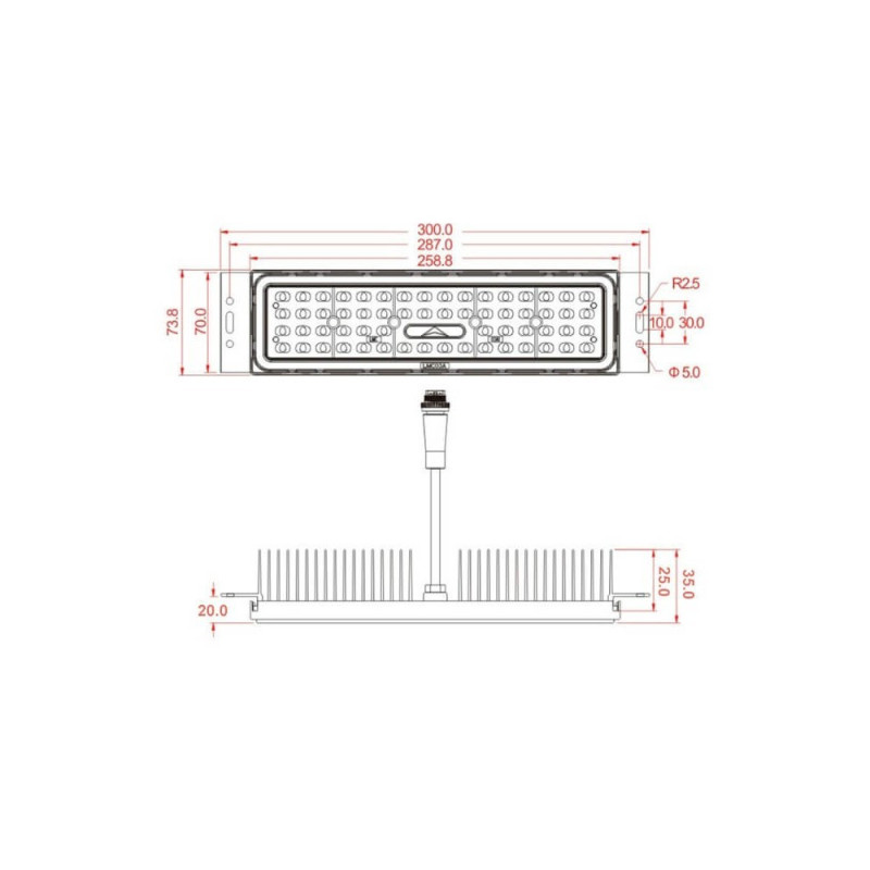 Módulo LED 50W Chip Bridgelux 180Lm/W 25º 5 años de Garantia