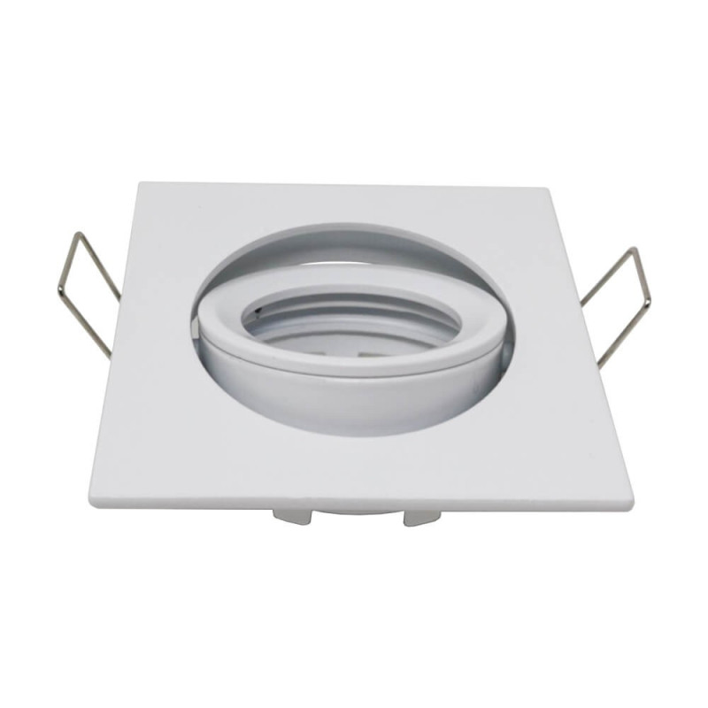 Aro cuadrado Blanco Orientable Aluminio para dicroica LED GU10 MR16