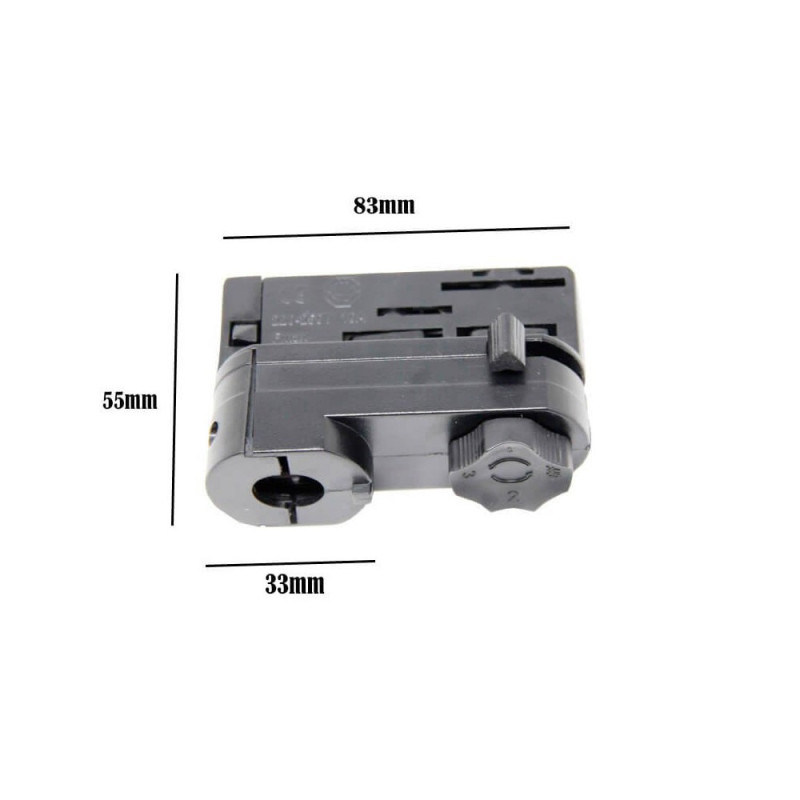 Conector adaptador de carril TRIFASICO Negro