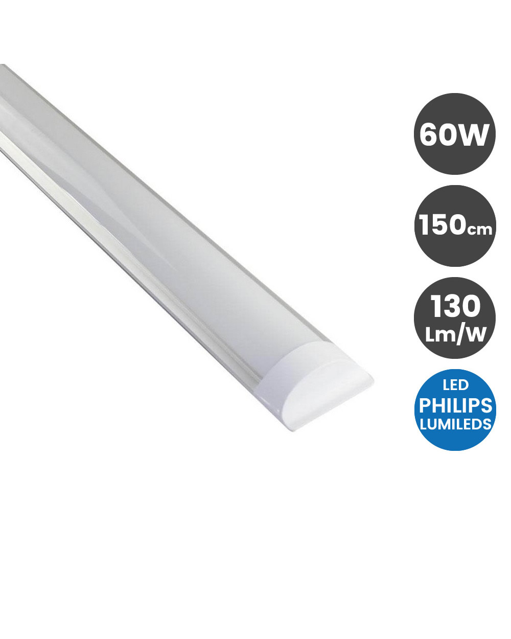 Regleta Plana Led 60W 150cm Philips Lumileds Chip 130 Lm/w- 3 AÑOS DE  GARANTIA