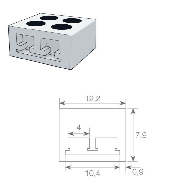 Conector atornillable para tiras LED SMD de 10mm IP20