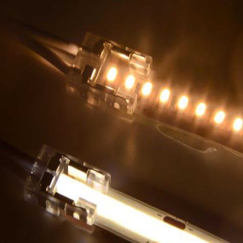 Pack 10 Conector Transparente para tiras LED COB y SMD de 8 mm y 10mm IP20