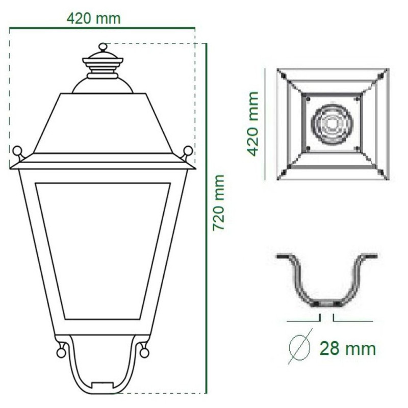 Farola Villa Aluminio LED 40W Chip Bridgelux 160 Lm/W 5 años de garantía