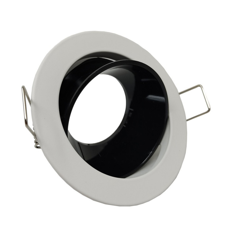 Aro Redondo Orientable Blanco y negro para  GU10 MR16  Ø85mm Aluminio