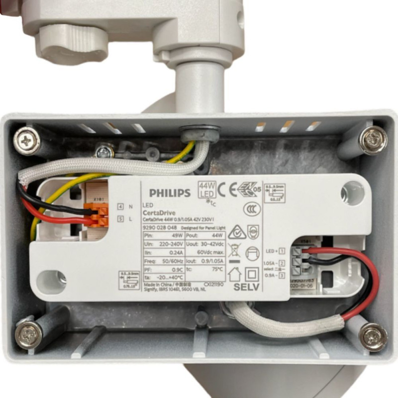 Foco LED 40W Driver PHILIPS Chip Bridgelux Blanco para Carril Monofásico Especial Pescadería