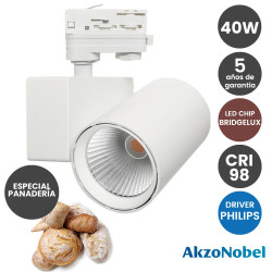 Foco LED 40W PHILIPS Driver Chip Bridgelux Blanco para Carril Trifasico Especial Panadería