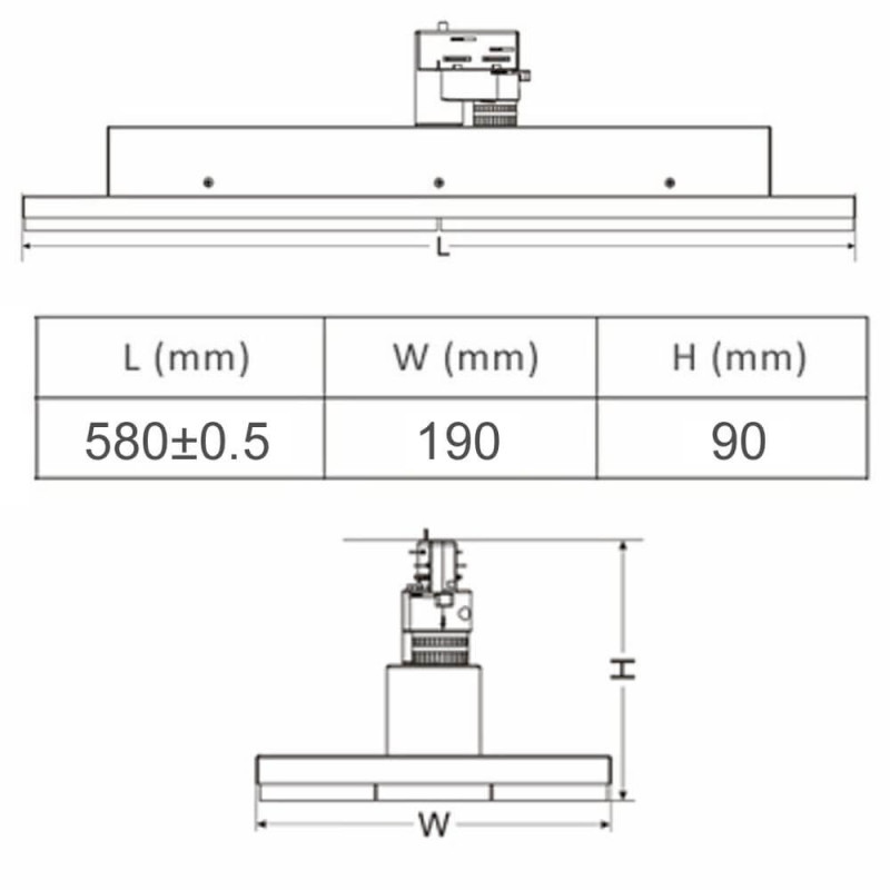 Foco LED Potencia Seleccionable desde 40w a 75w  Blanco Carril TRIFÁSICO Chip Bridgelux 5 años de garantia