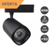 Foco LED 40W Negro para Carril Monofásico 24º- 3 Años de garantía