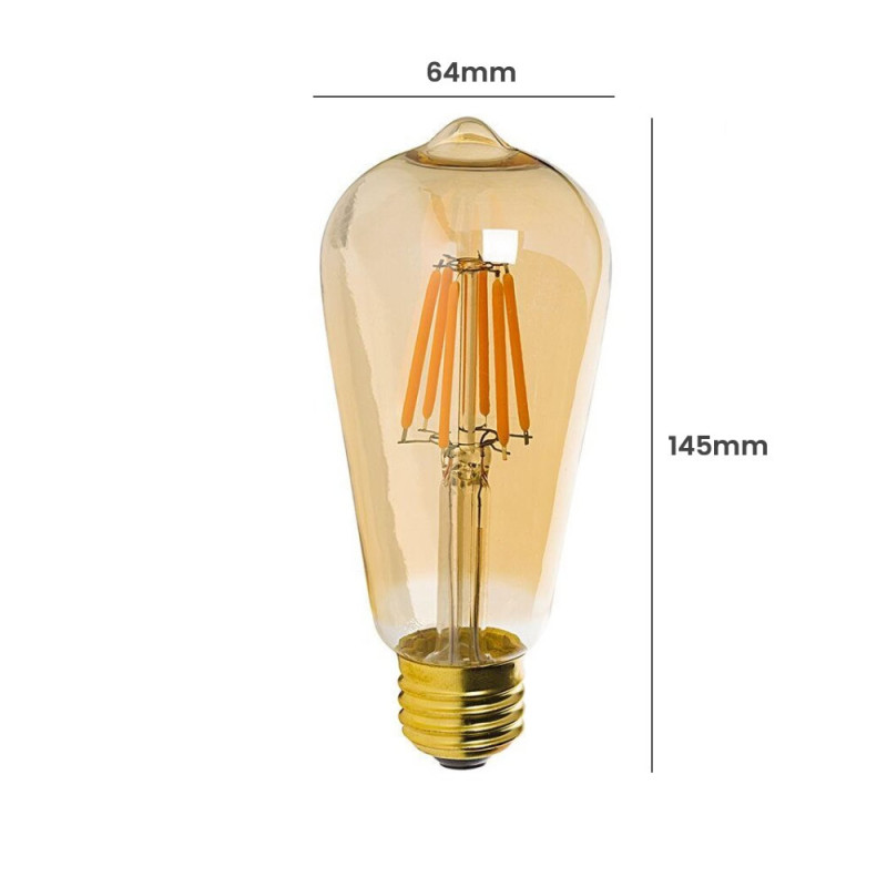 Bombilla LED Filamento Vintage 8W E27 Gold ST64 Regulable