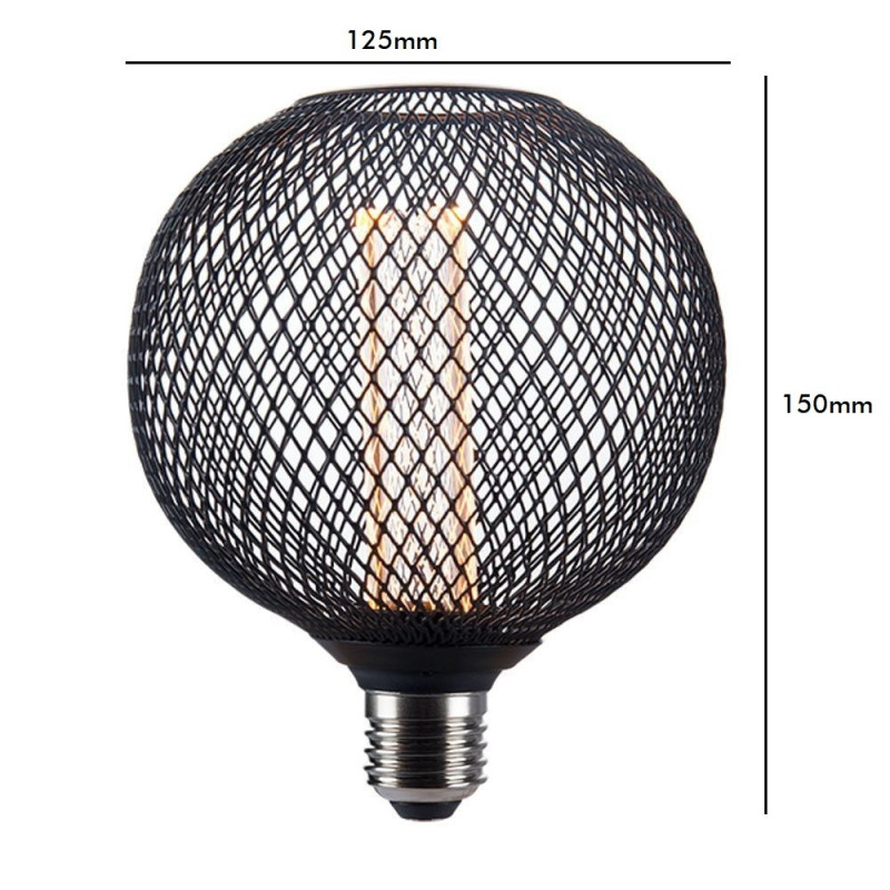 Bombilla LED Metal Negro 4W E27 G125 - Dimable