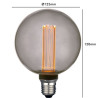 Bombilla LED Cristal Ahumado 4W G125 E27 - Dimable