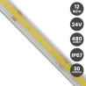 Tira LED COB 24V 12W/m 480 LED/m FLIP CHIP CRI90 IP65 Rollo 30 metros
