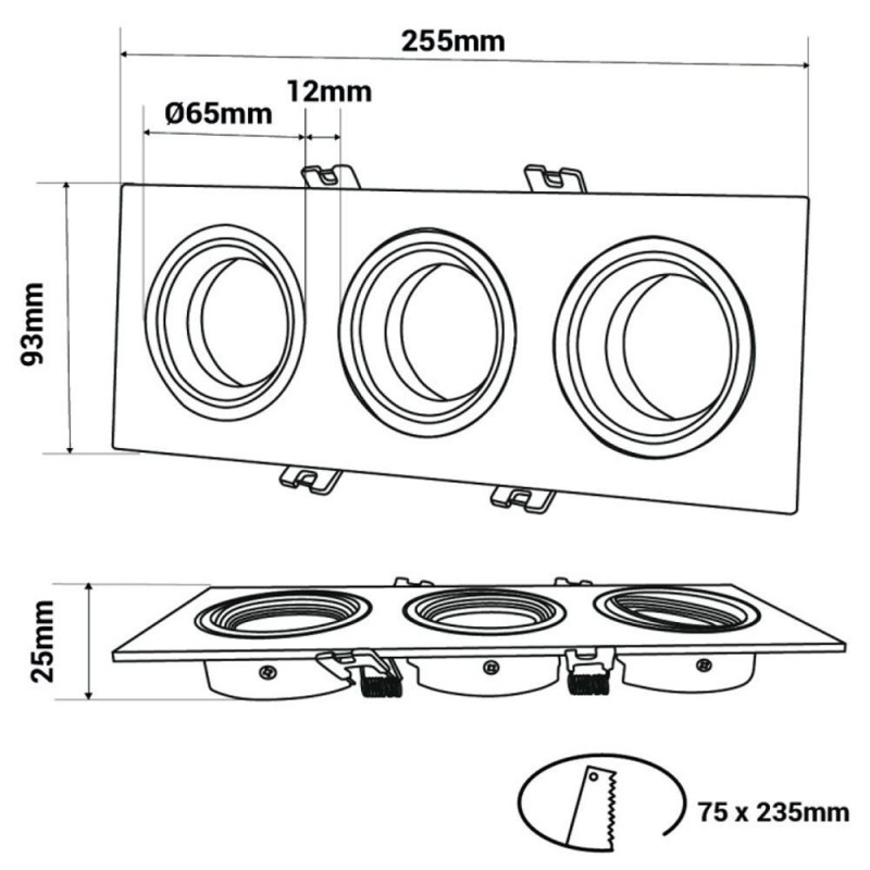 Aro Marco Triple BLANCO orientable para GU10