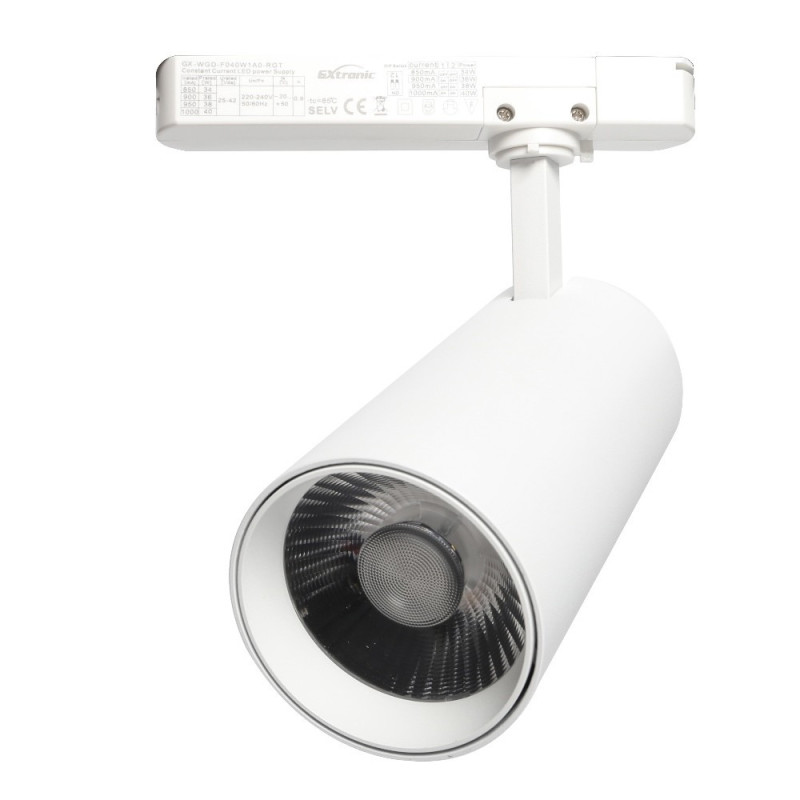 Foco LED Potencia Seleccionable 40W-38W-36W-34W y color seleccionable Blanco Carril Monofásico CRI+92 UGR13 160Lm/W