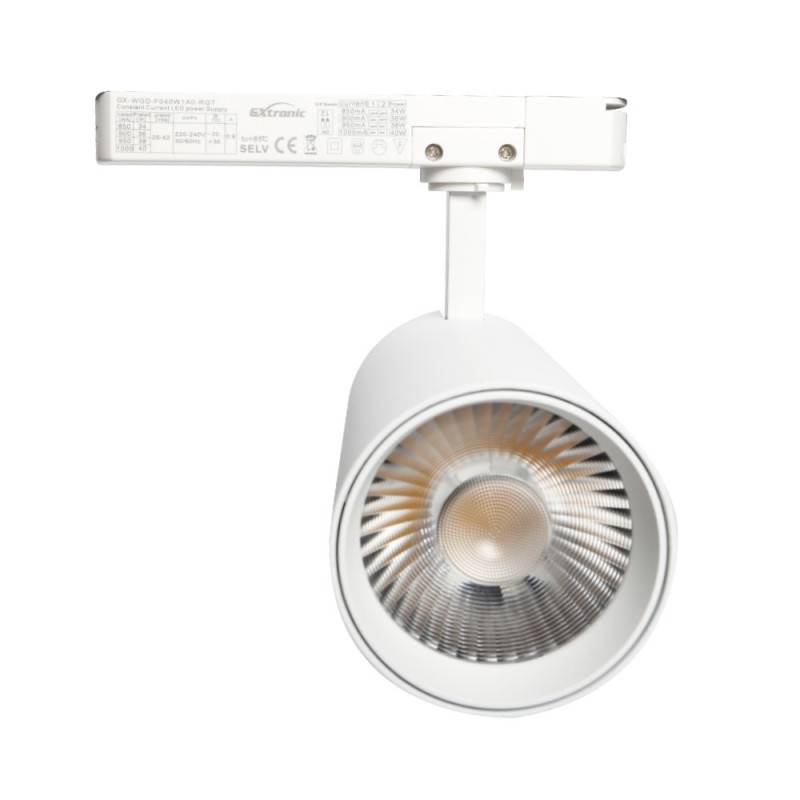 Foco LED Potencia Seleccionable 40W-38W-36W-34W y color seleccionable Blanco Carril Monofásico CRI+92 UGR13 160Lm/W