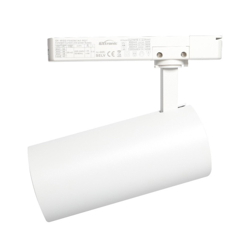 Foco LED Potencia Seleccionable 40W-38W-36W-34W y color seleccionable Blanco Carril Monofásico CRI+92 UGR13 160Lm/W