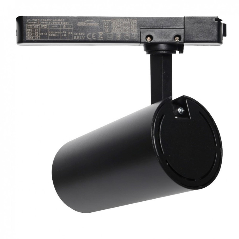 Foco LED Potencia Seleccionable 40W-38W-36W-34W y color seleccionable Negro Carril Monofásico CRI+92 UGR13 160Lm/W