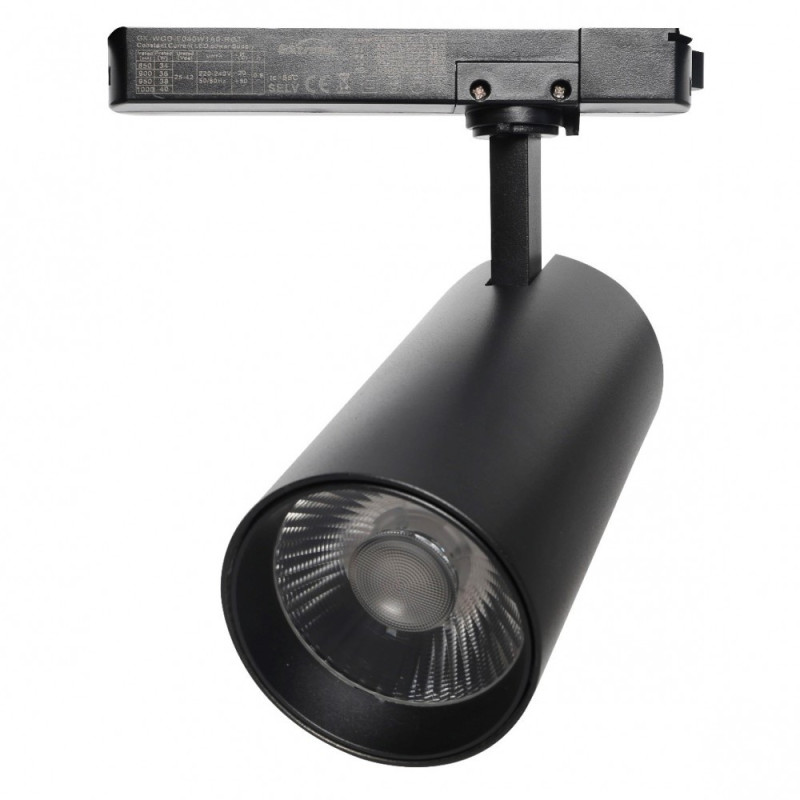 Foco LED Potencia Seleccionable 40W-38W-36W-34W y color seleccionable Negro Carril Monofásico CRI+92 UGR13 160Lm/W