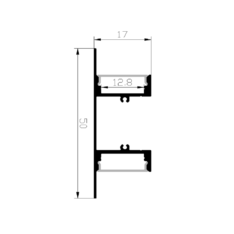 Perfil de Aluminio Moldura DOBLE LUZ- 2 Metros