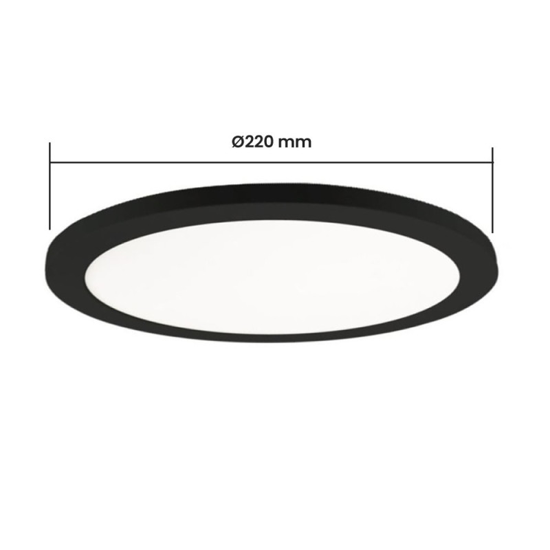Downlight o Plafón LED Circular NEGRO 18W Corte ajustable y Color Seleccionable