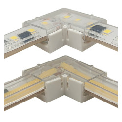 Pack 2 unidades Conector Transparente Para Unión L Tiras LED COB y SMD 8 mm y 10mm IP65