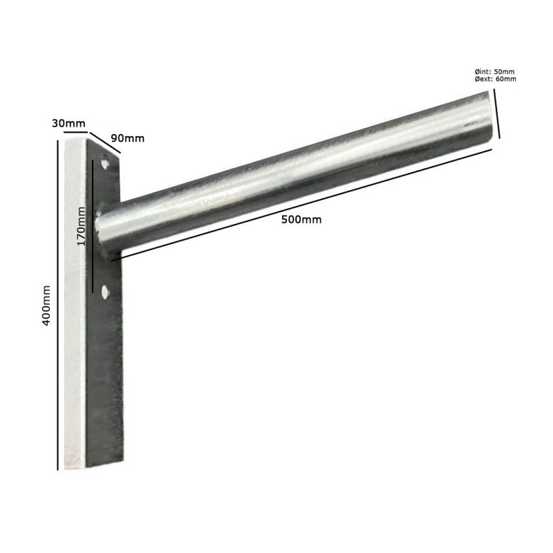 Soporte para Farola para Columna y Pared en Acero Galvanizado 60cm