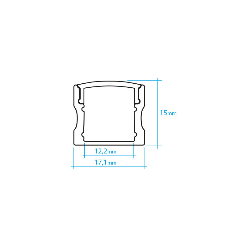 Perfil Aluminio U Superficie Basic17 2 metros