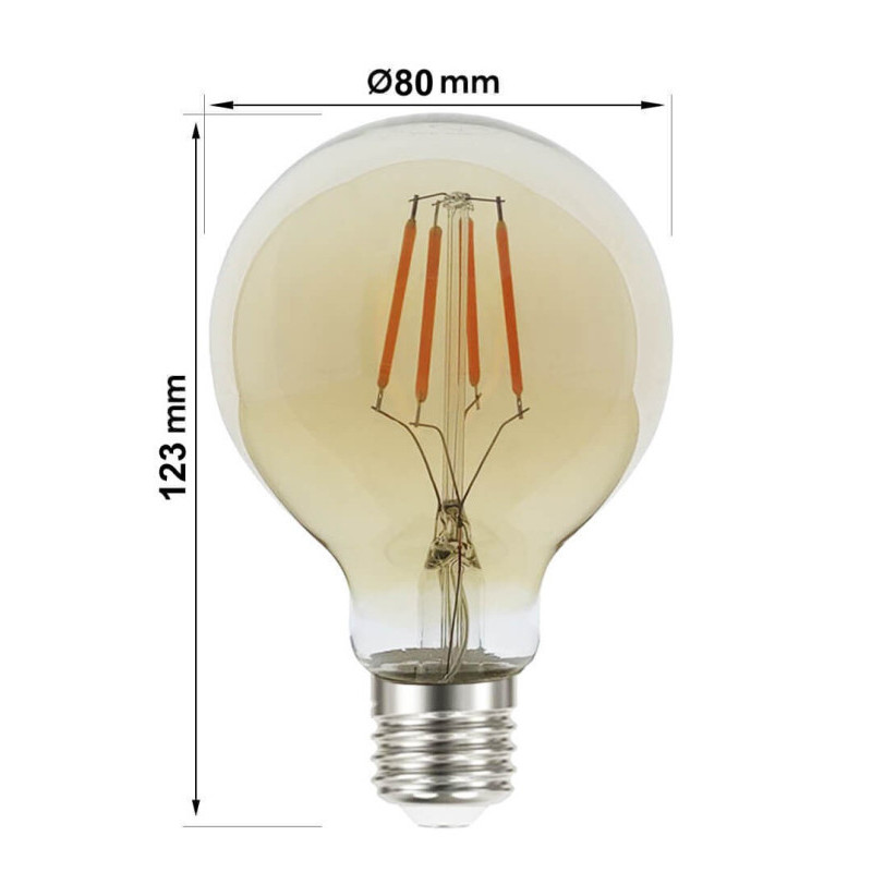Bombilla LED Filamento Vintage 6W Regulable E27 G80 Gold