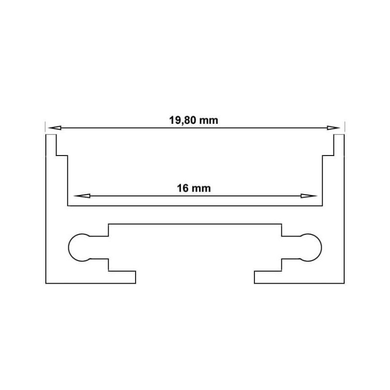 Perfil de Aluminio Modelo SPF - 2 Metros