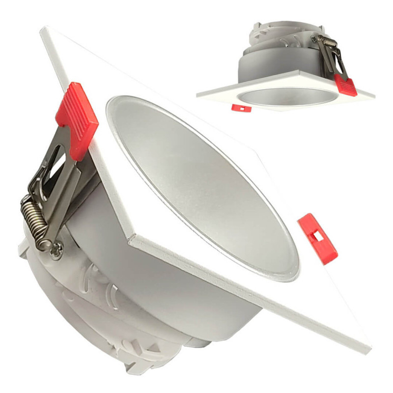 Aro cuadrado basculante GU10 MR16 Exterior Blanco
