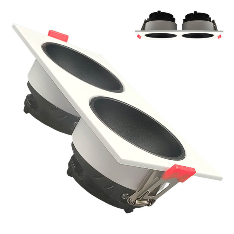 Aro basculante doble GU10 MR16 Exterior Blanco