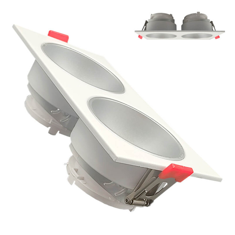 Aro basculante doble GU10 MR16 Exterior Blanco