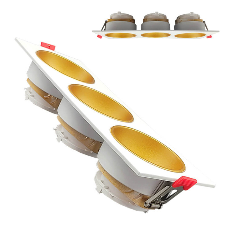 Aro basculante triple GU10 MR16 Exterior Blanco