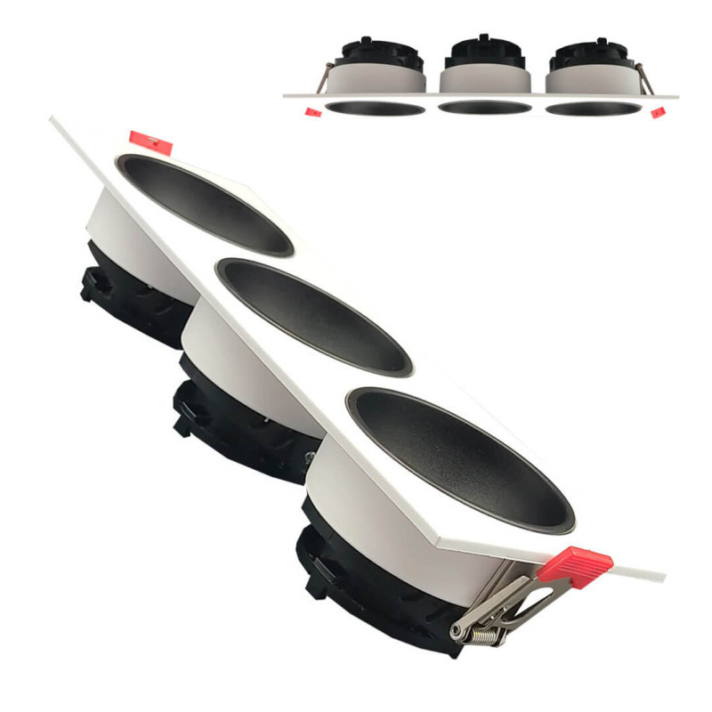 Aro basculante triple GU10 MR16 Exterior Blanco